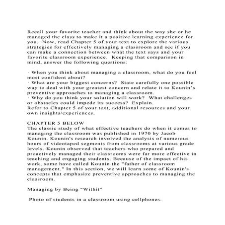 Recall your favorite teacher and think about the way she or he man.docx