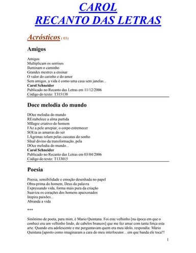 Recanto das letras   carol