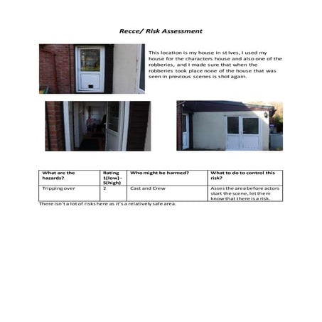 Recce and Risk Assessment 