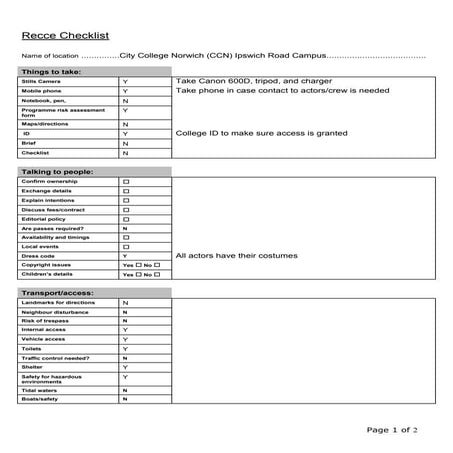 Recce checklist(1) | DOC