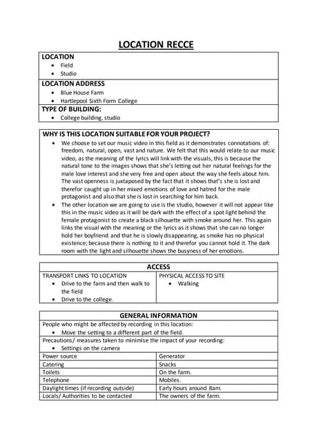 Location scouting report | PDF