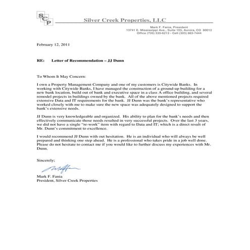 Recommendation Letter Mark Fania | PDF