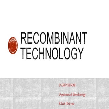 Basics of recombinat DNA technology 