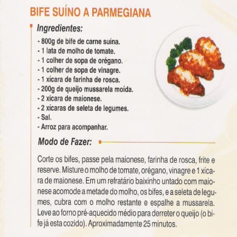 Receita bife suino parmegiana