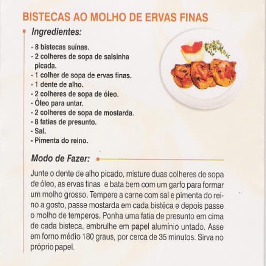 Receitas bisteca ao molho ervas finas