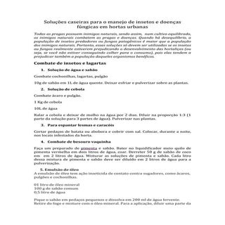 Receitas caseiras para controle de ...