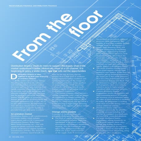 Distribution Finance- article by Igor Zax at Trade and Forfeighting Review