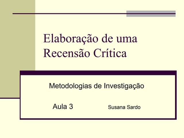 Recensão crítica
