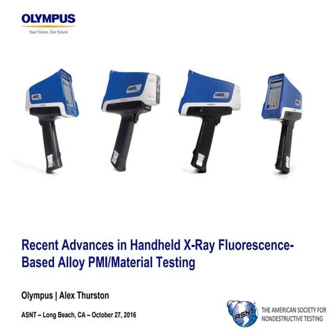 Recent Advances in Handheld X-Ray Fluorescence-Based Alloy PMI/Material Testing