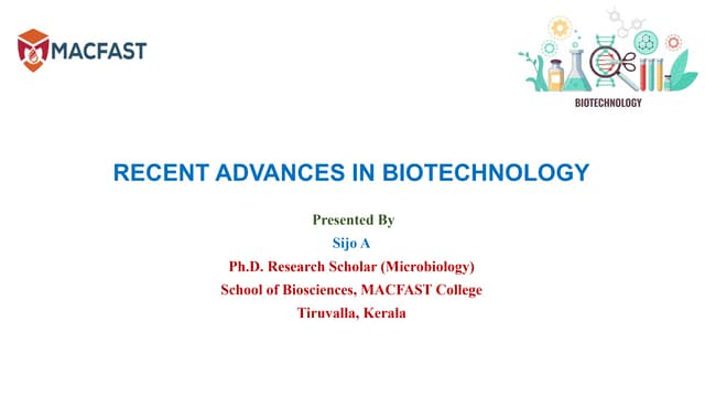 Recent advances in Biotechnology (Exam Point of View)