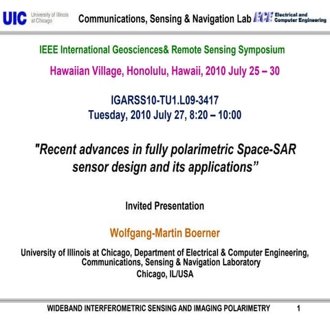 TU1.L09 - RECENT ADVANCES IN FULLY POLARIMETRIC SPACE-SAR SENSOR DESIGN AND I...