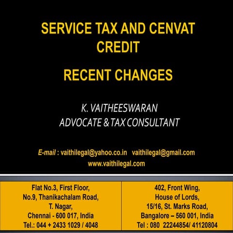 Recent changes   service tax and cenvat creit - w.e.f  01.04.2016