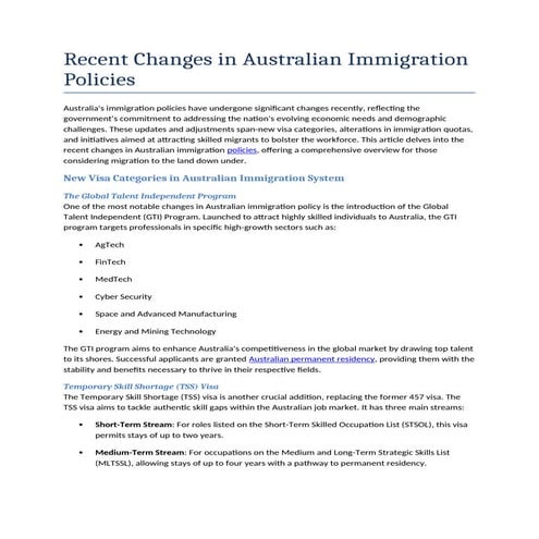 Recent Changes in Australian Immigration Policies.docx