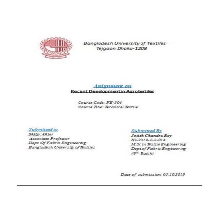 Recent development in Agrotextiles