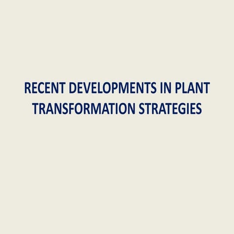 Recent developments in plant transformation strategies 