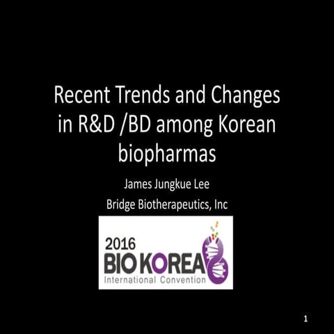 Recent trends and changes in r&amp;d :bd among korean biopharmas
