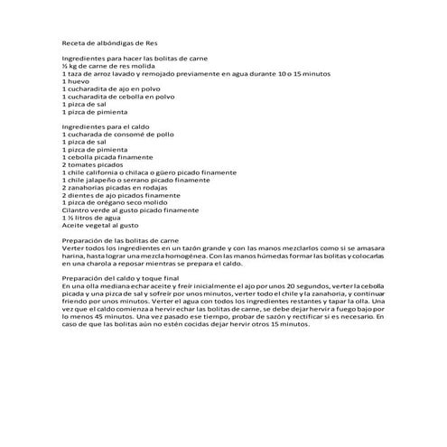 Receta de albóndigas de res