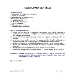 Receta para ser feliz