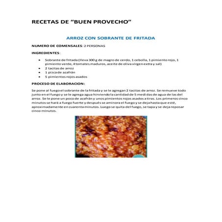 Recetas de buen provecho