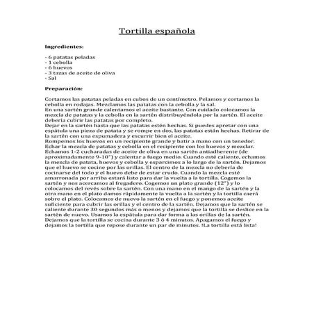Recetas, english and spanish | PDF