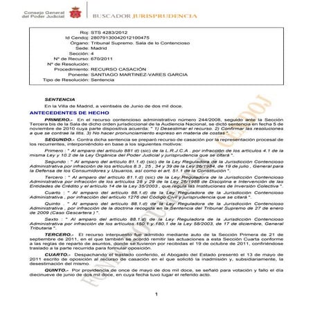 Rechazo recurso supremo junio 2012