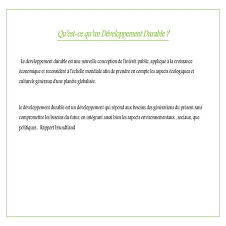 urbanisme durable , développement durable