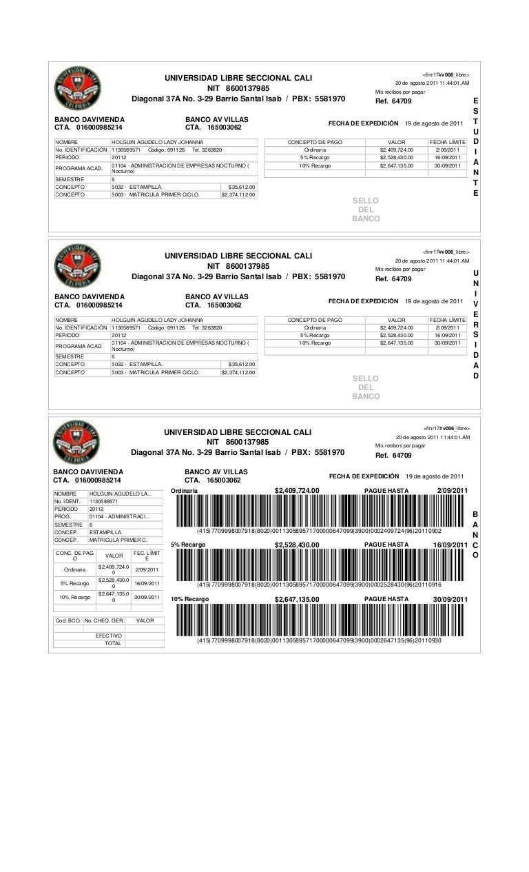 Recibo De Pago Bancario Economias Reverasite
