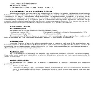 Criterios de calificación CITE modu...