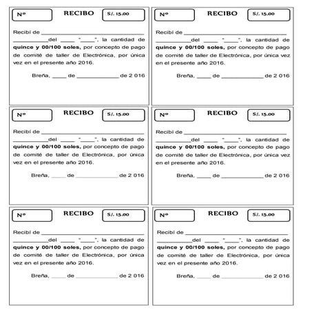 Recibos   comité de taller  2016