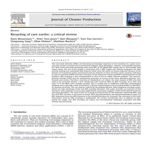 Recovery of Rare Earths Elements from Coal Ash | PDF