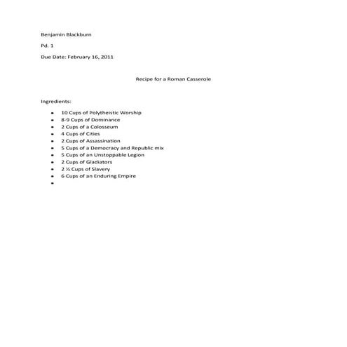 Recipe for a civilization | DOCX
