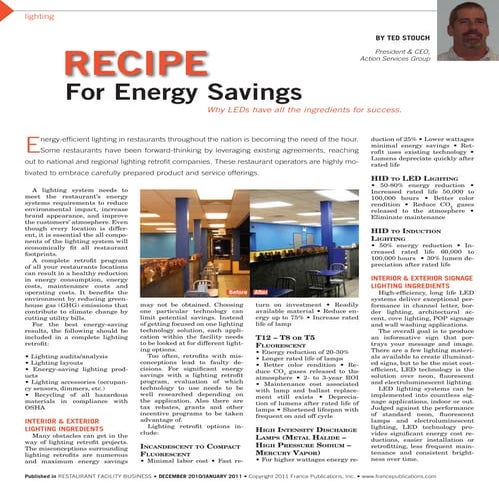 Recipe For Energy Savings   Restaurant Facilities Business