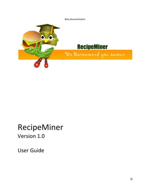 RecipeMiner User Manual