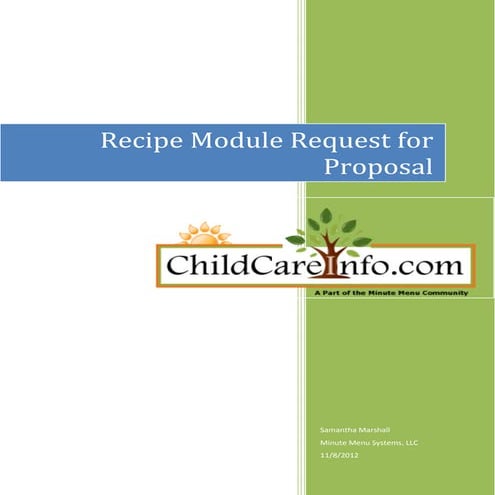 Recipe Module childcareinfo RFP
