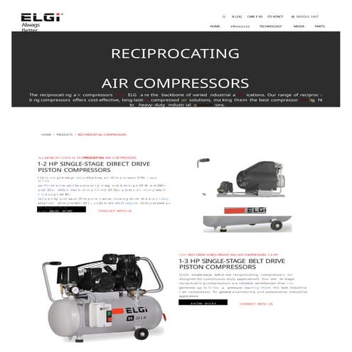 Reciprocating Air Compressors | Piston Air Compressors – ELGi Gulf | PPTX