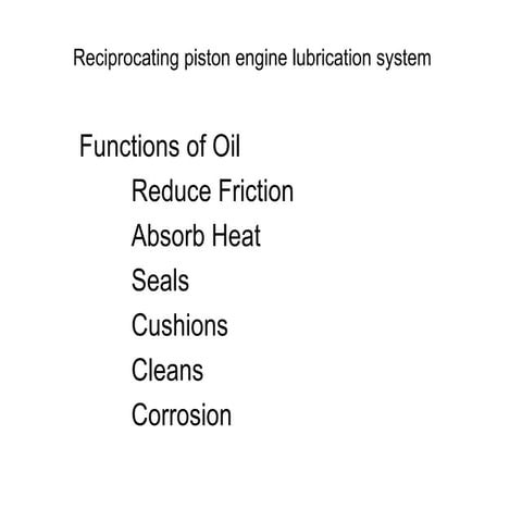 Reciprocating Piston Engine Lubrication System