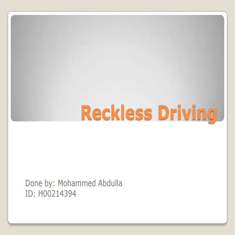 Reckless driving | PPTX