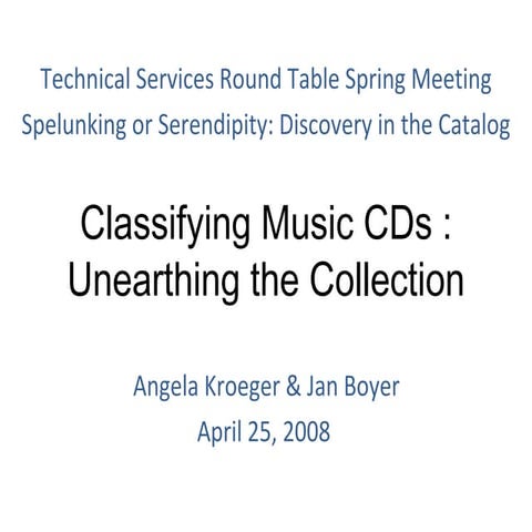 Classifying Music CDs: Unearthing the Collection