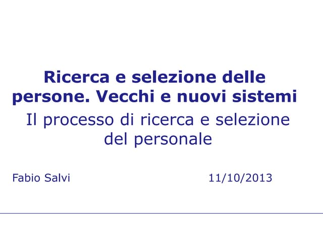 Reclutamento e selezione del person...