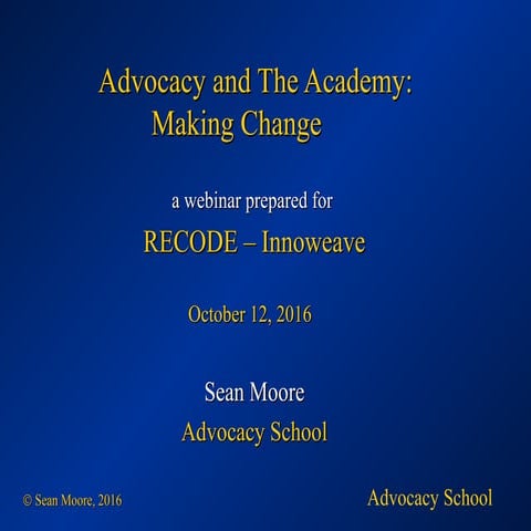RECODE WEBINAR: Advocacy and the Academy