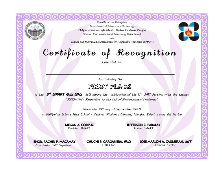 1st place certificate