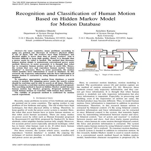 Recognition and classification of human motion
