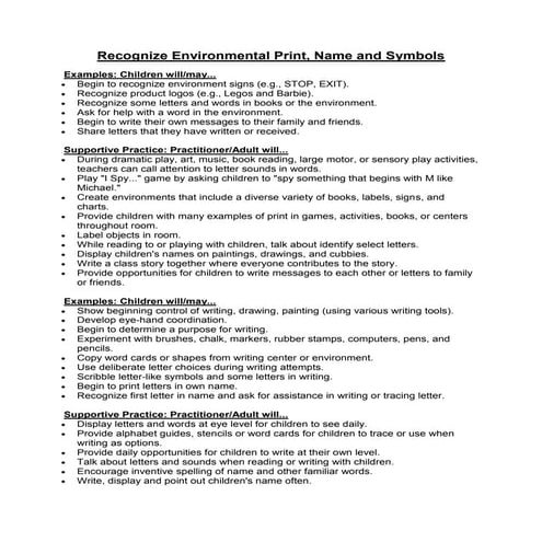 Recognize environmental print