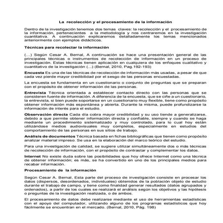 Recolectar y procesar la información en la investigación