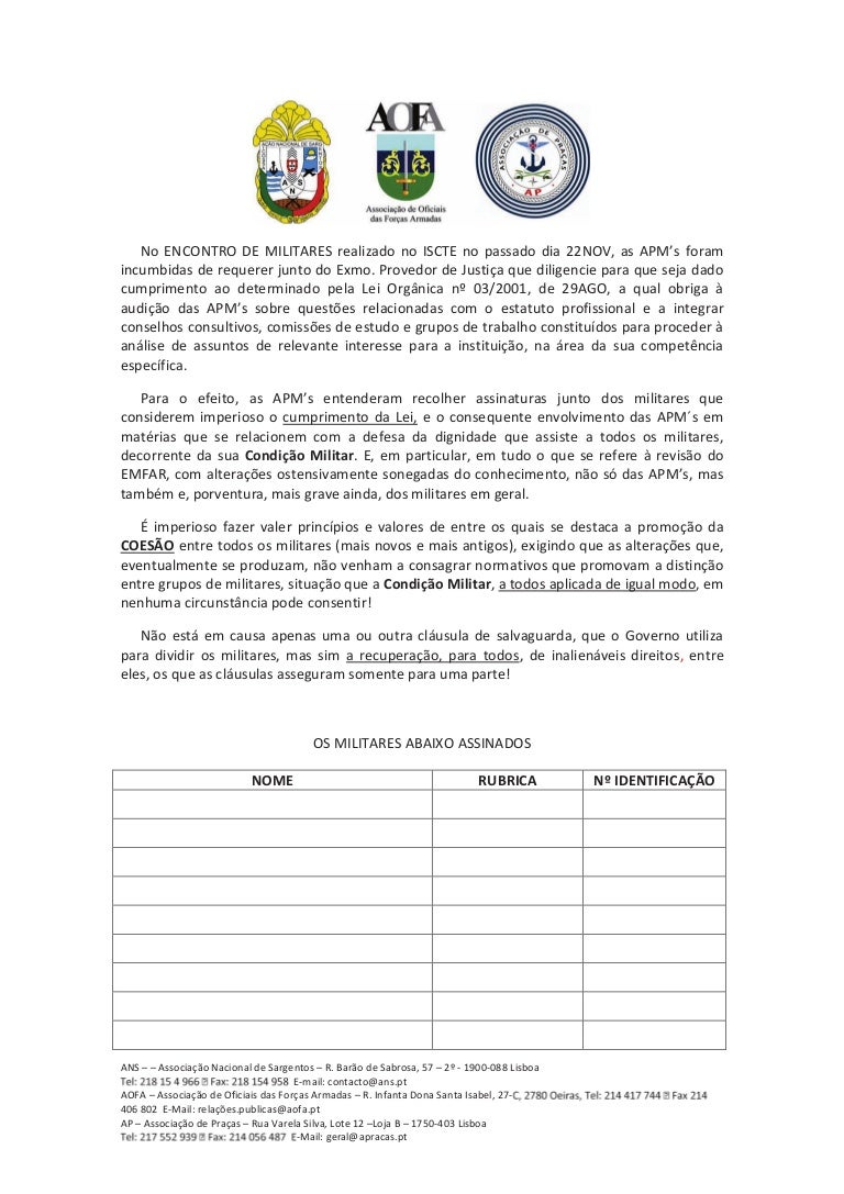 Recolha de assinaturas Recolha de assinaturas