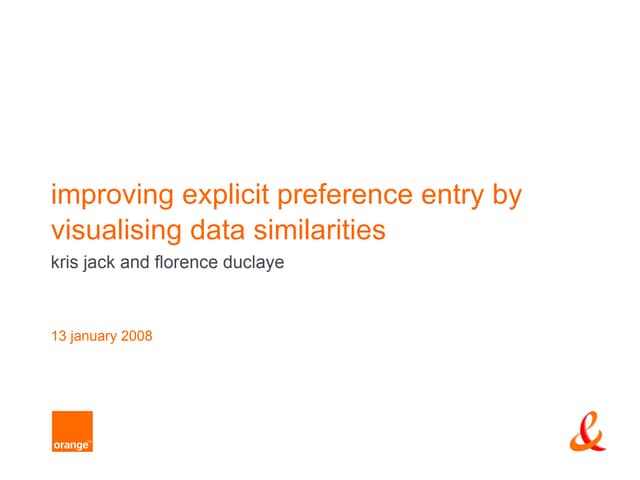 improving explicit preference entry by visualising data similarities