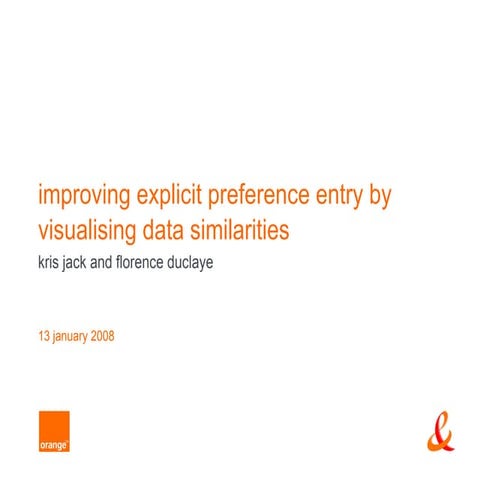 improving explicit preference entry by visualising data similarities