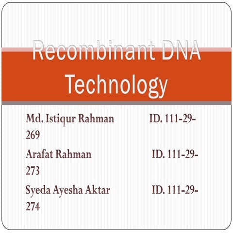 Recombinant dna technology by 269