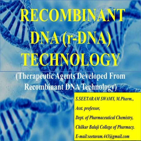 Recombinant DNA (r-DNA) technology | PPTX