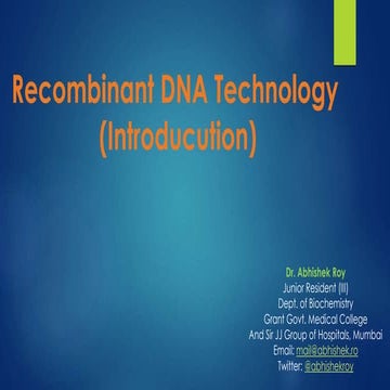 Recombinant DNA Technology (Introdcution)
